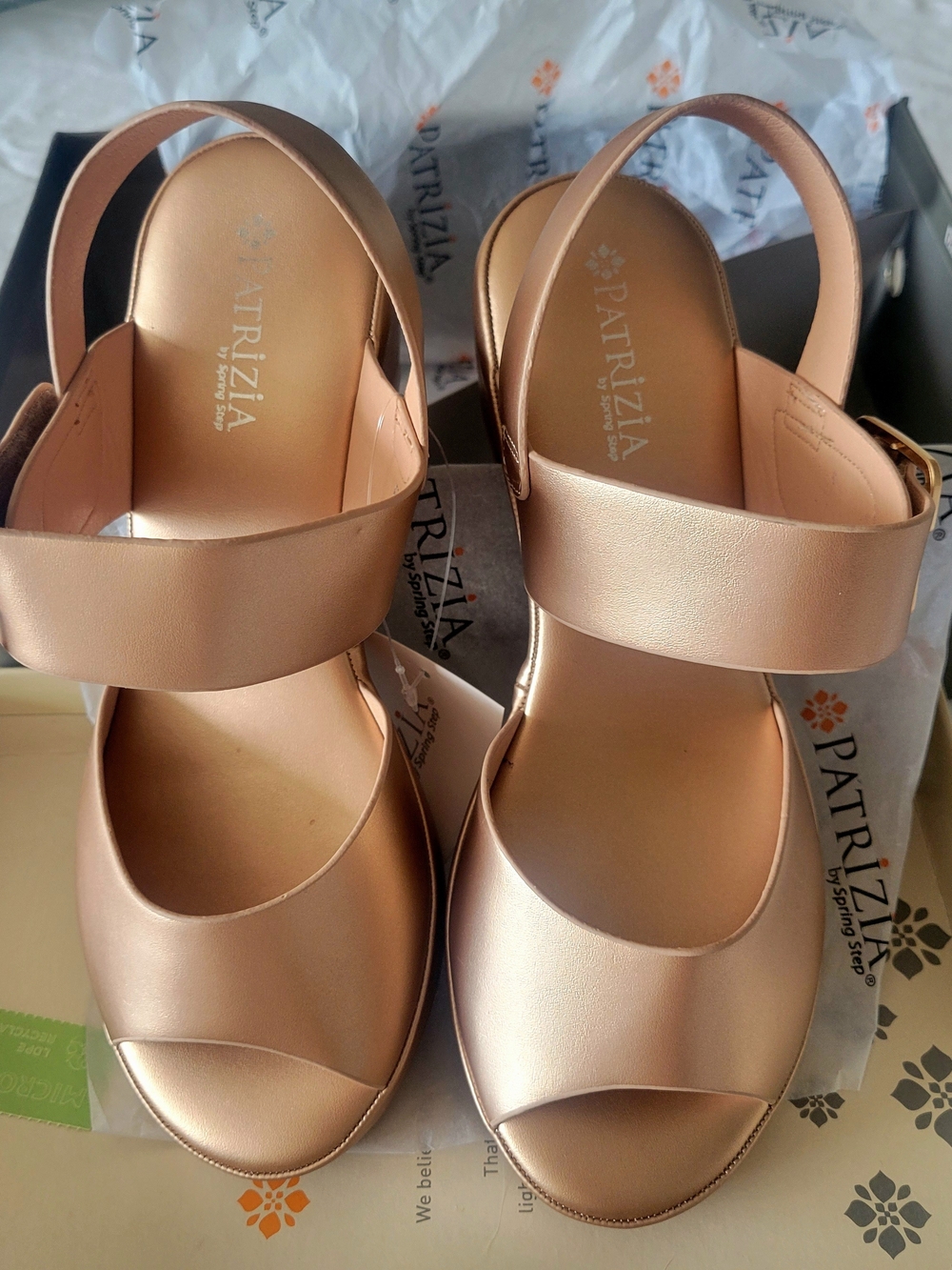 Spring Step Patrizia Metallic Rose Gold Slingback Sandals
